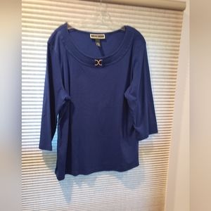 Karen Scott long sleeve royal blue XXL cotton and polyester shirt